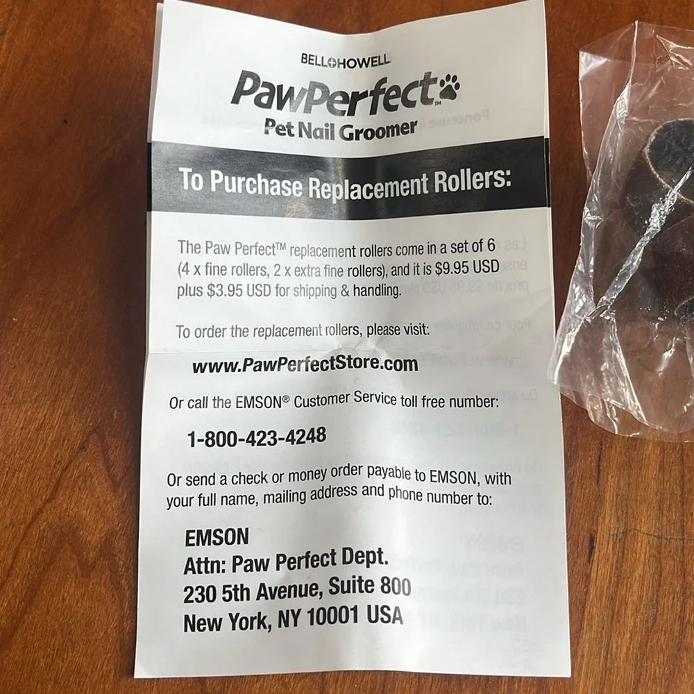 Bell and Howell PawPerfect Pet Nail Groomer w/Charger Cord & Replacement Rollers